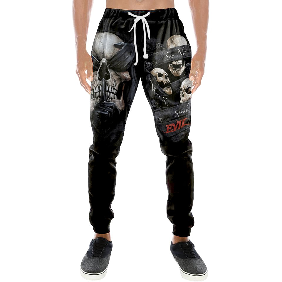 Hear No Evil,  See No Evil, Speak No Evil Skull 3D All Over Printed Combo Sweater + Sweatpant