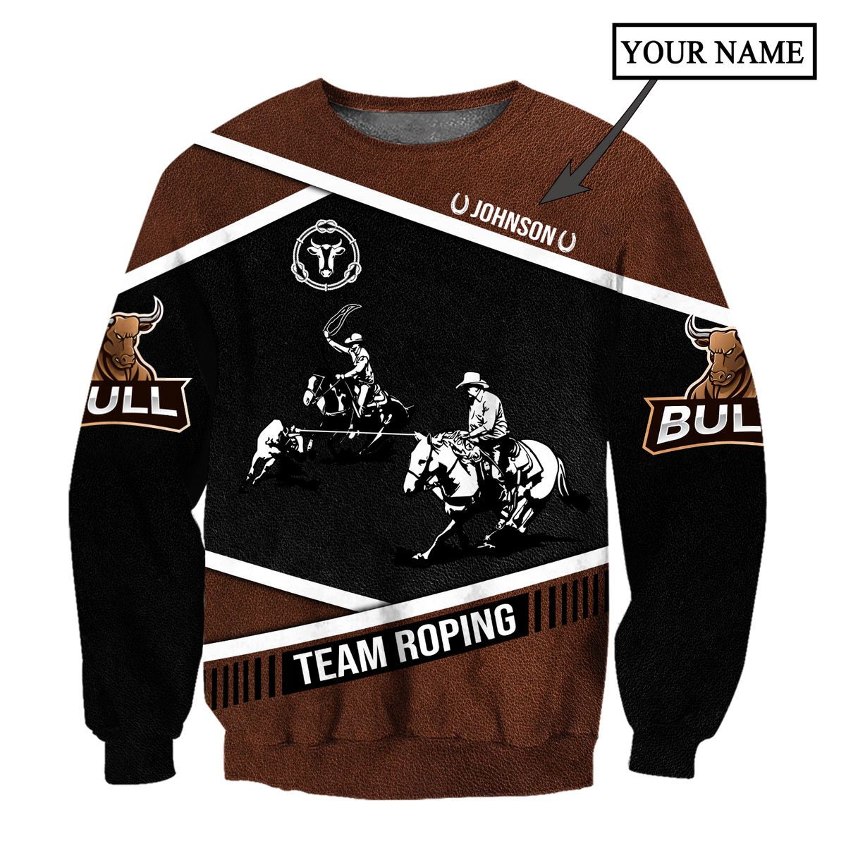 Personalized Name Bull Riding 3D All Over Printed Unisex Shirts Black Team Roping