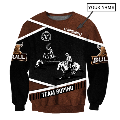 Personalized Name Bull Riding 3D All Over Printed Unisex Shirts Black Team Roping
