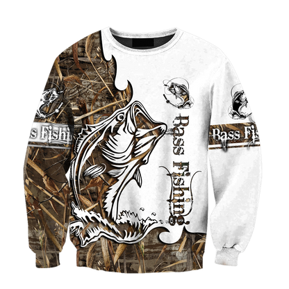 Bass Fishing Sport Muddy Water Camo tattoo 3D shirts for men and women