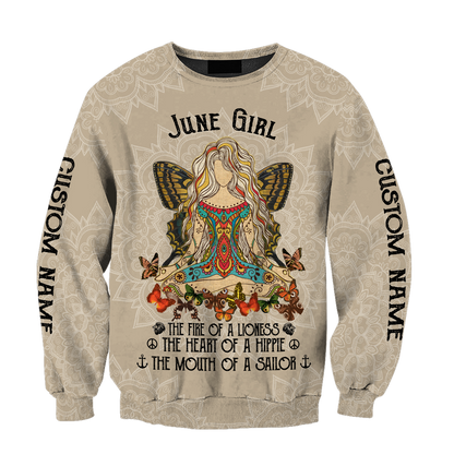 June Girl Hippie Customize Name 3D All Over Printed Shirts For Women TR1112209