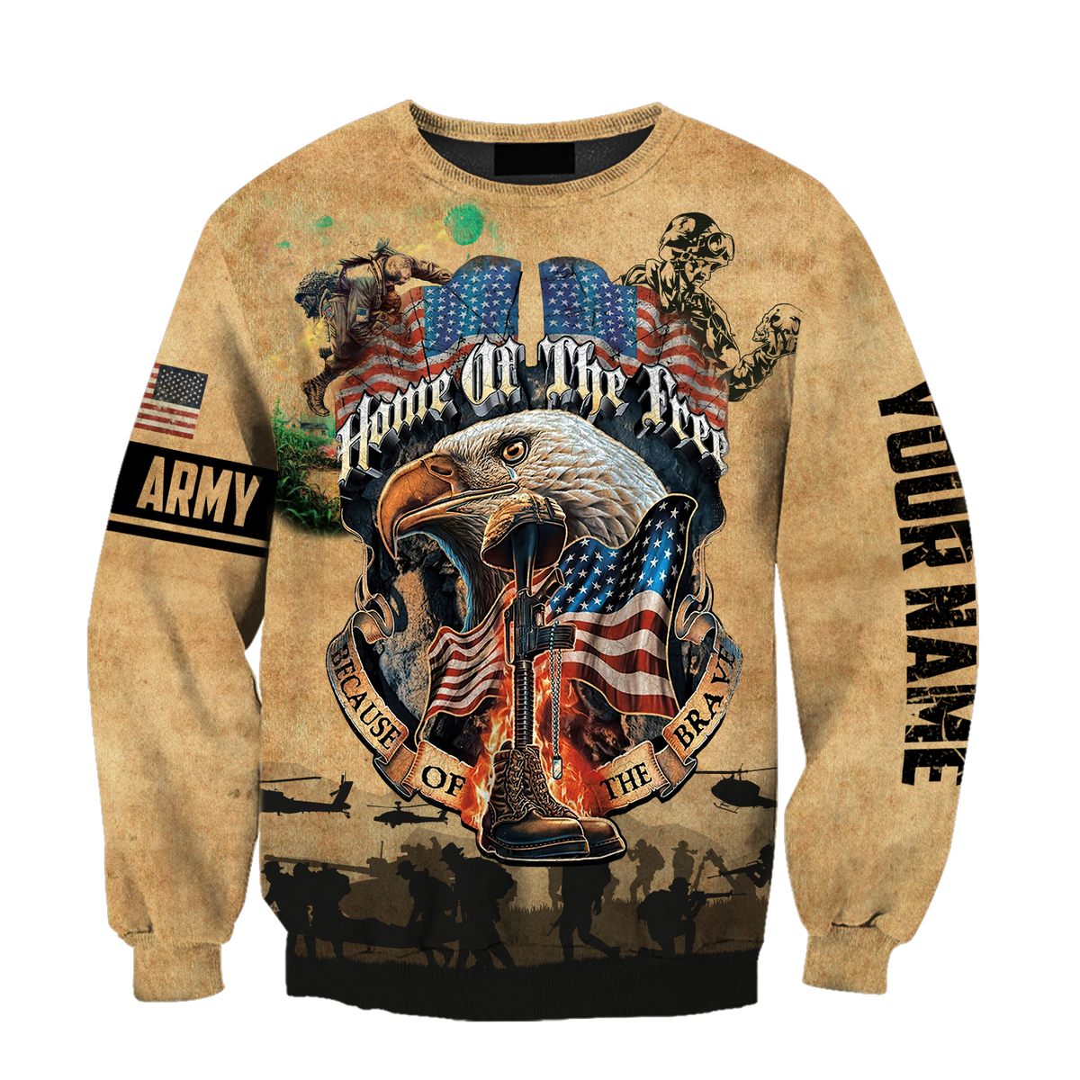 U.S Army veteran Home Free custom name design 3d print shirts