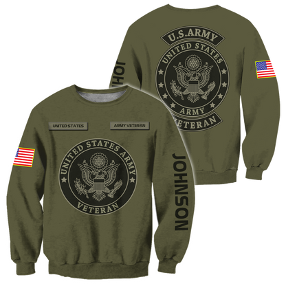 US Veteran Persionalized Name 3D All Over Printed Unisex Hoodie