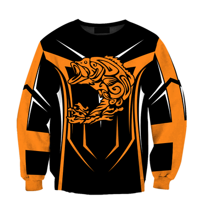 Bass Fishing maori stainless steel fishing hook orange 3d print shirts