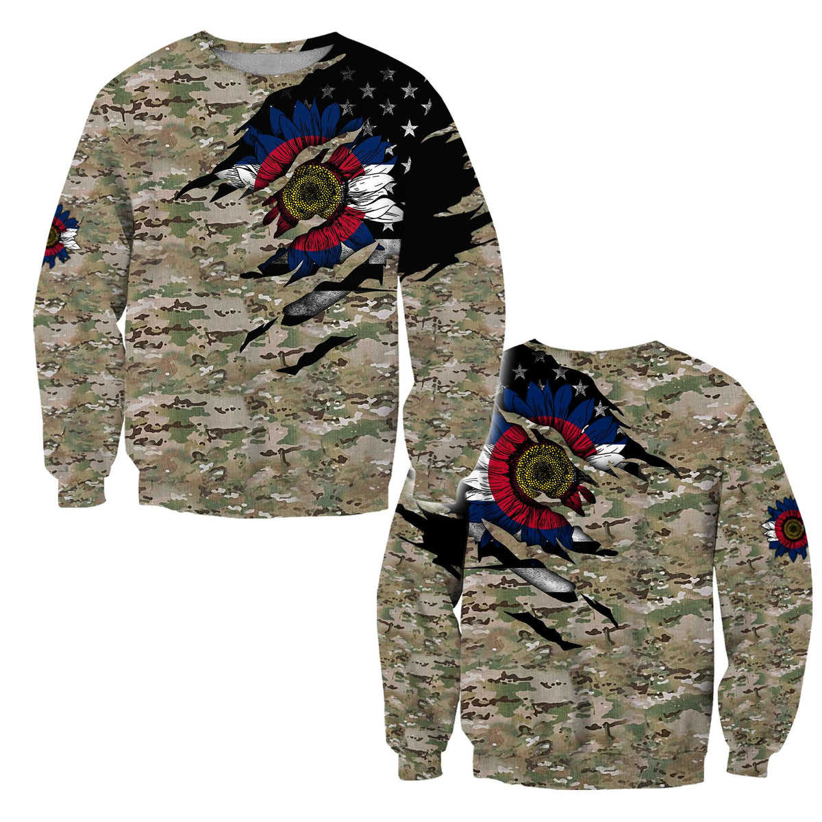 Colorado Sunflower Camo 3D All Over Printed Unisex Shirts