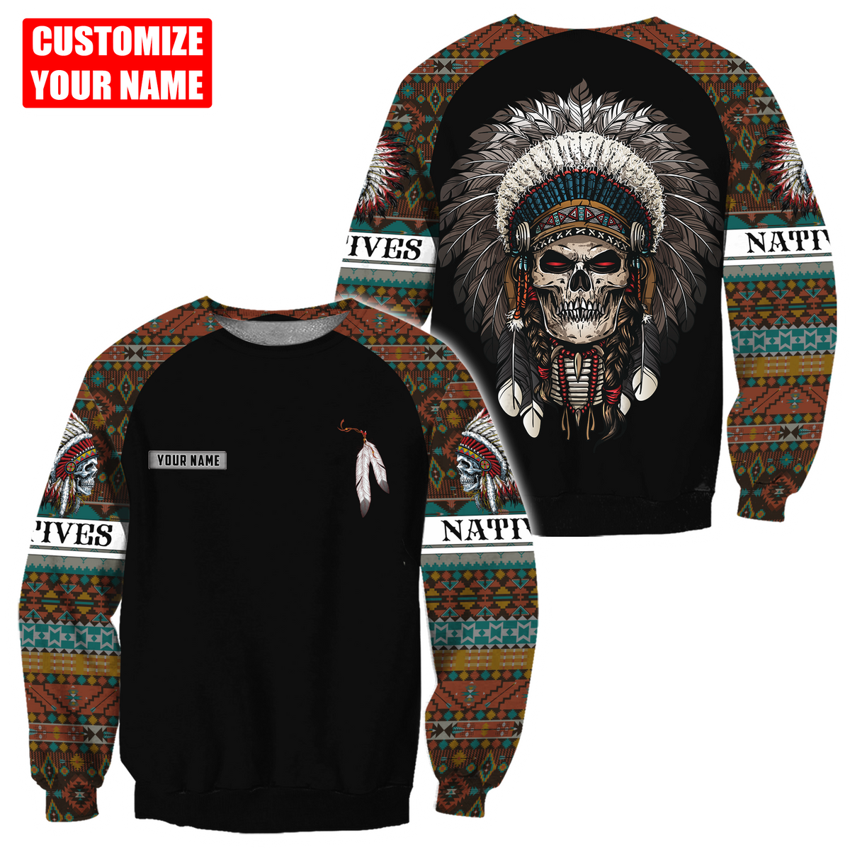 Customized name Native American 3D All Over Printed Unisex Shirts