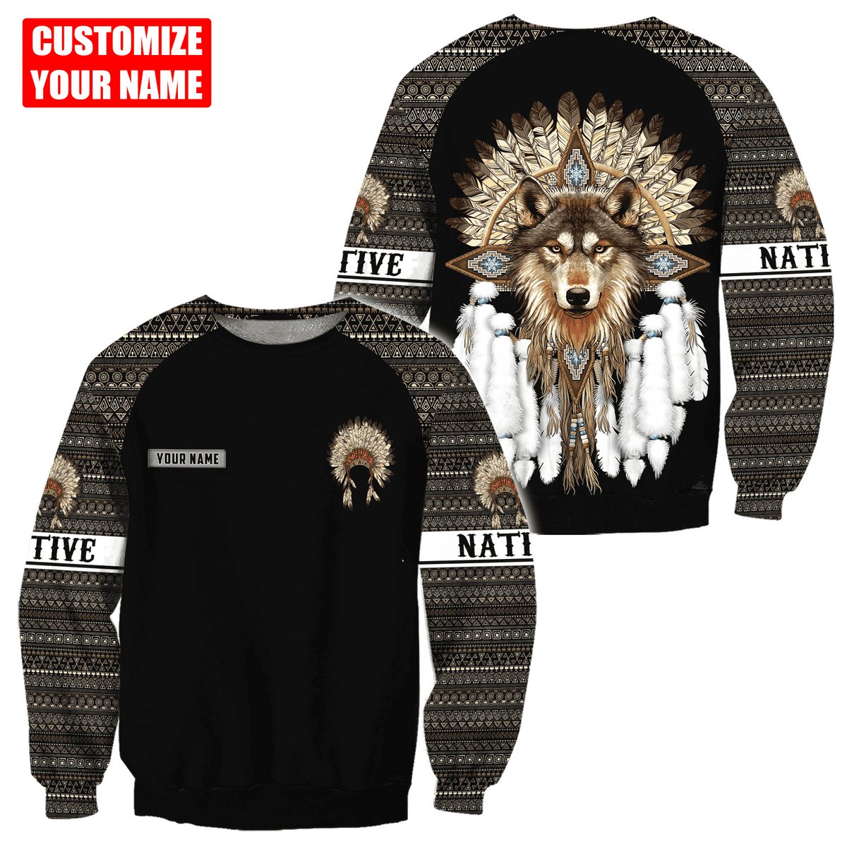 Customized Name Native American 3D All Over Printed Unisex Shirts