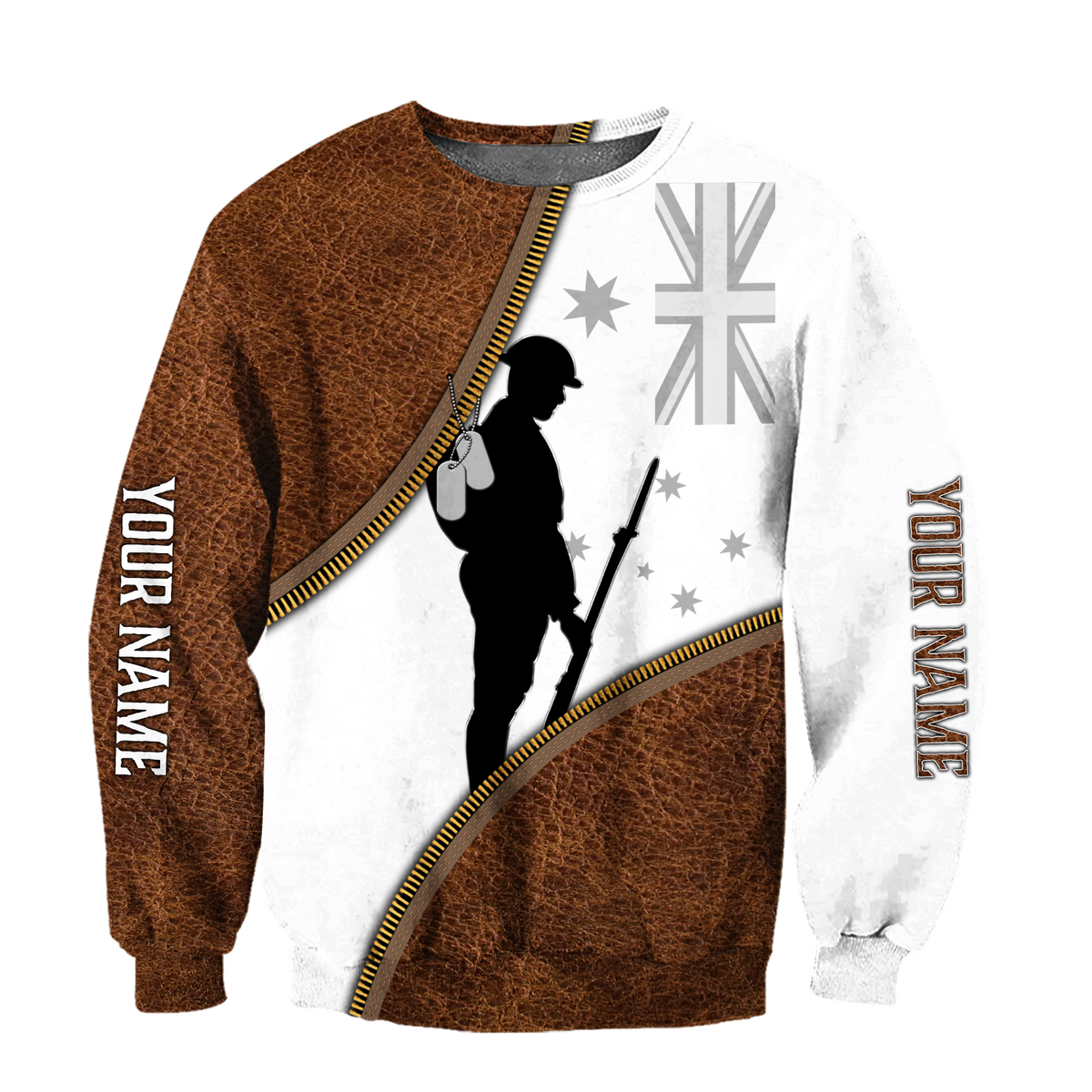 Custom name Remembrance Australia Soldier 3D print zip cosplay shirts