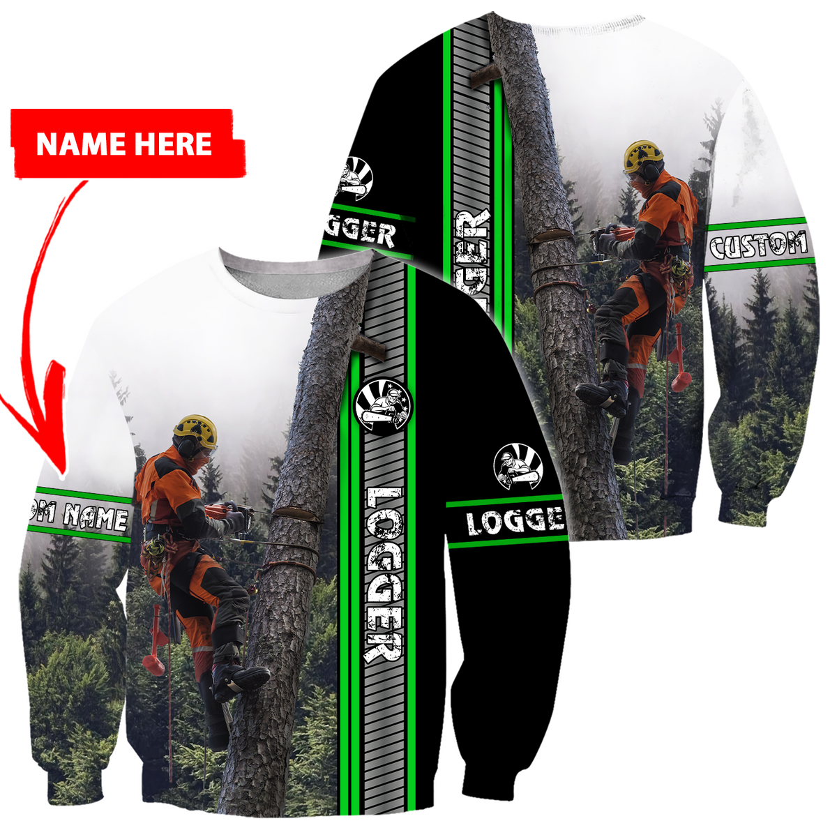 Premium Personalized Unisex 3D Printed Logger Shirts MEI