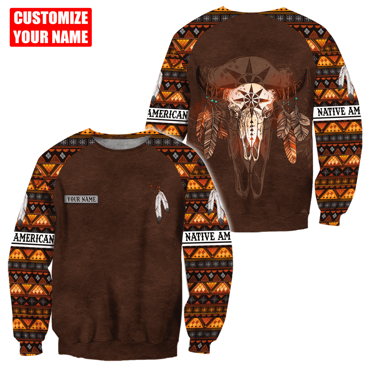 Customized Name Native American 3D All Over Printed Unisex Shirts