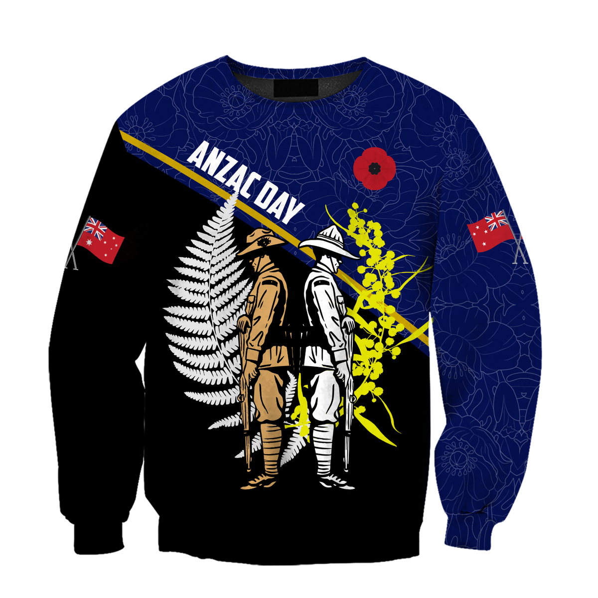 Honor and respect day blue ver. Australia and Kiwi Veteran 3D print shirts