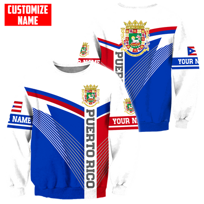 Customize Name Love For Puerto Rico 3D All Over Printed Unisex Shirts