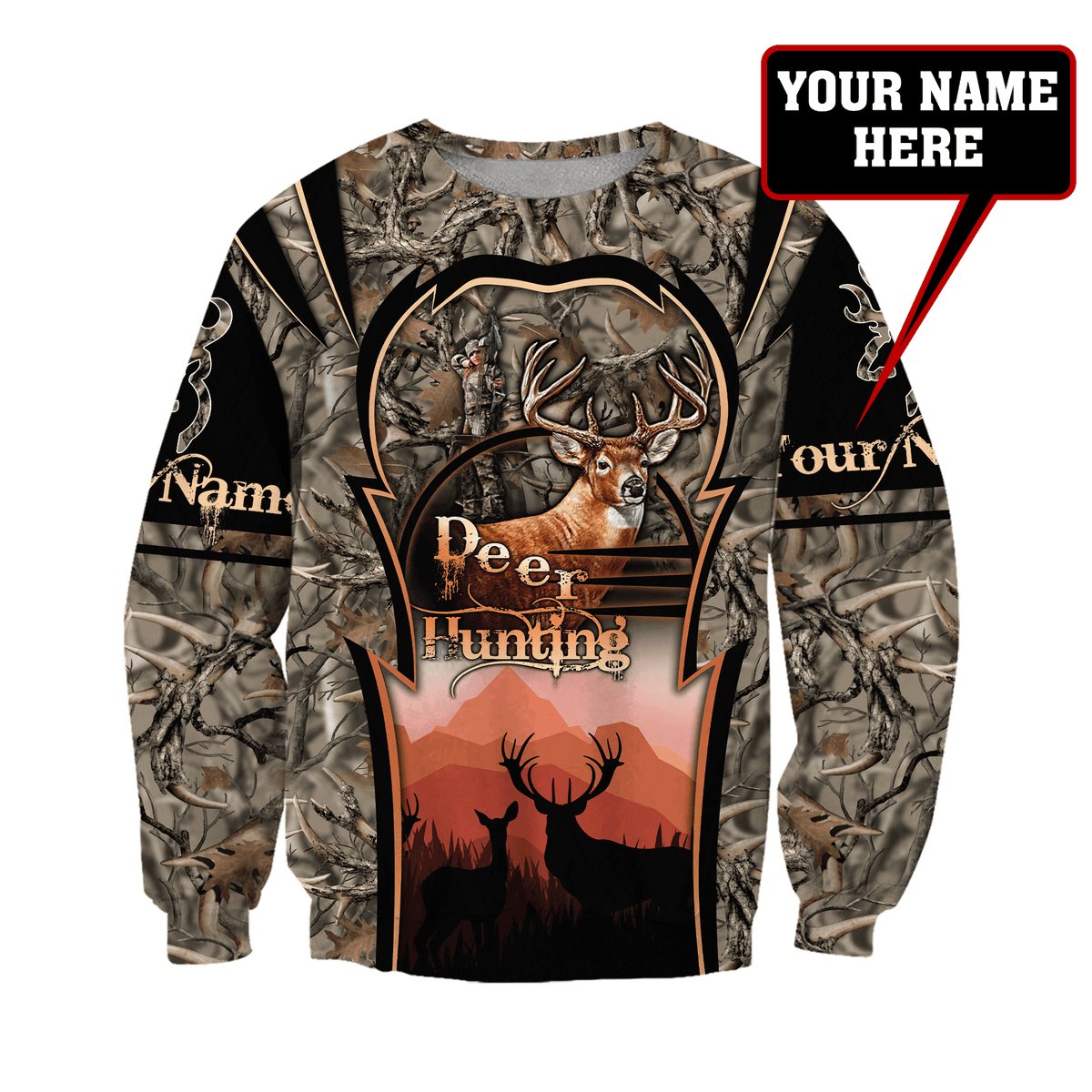 Deer Hunting Persionalized Name 3D All Over Printed Shirts