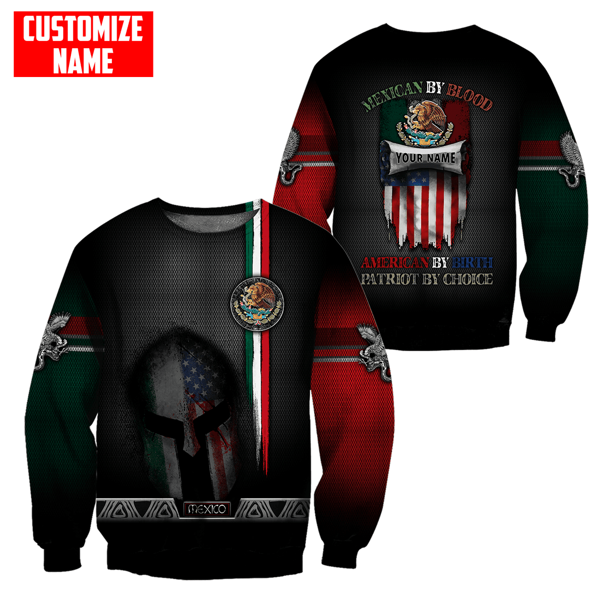 Customized Name Mexico 3D All Over Printed Unisex Shirts