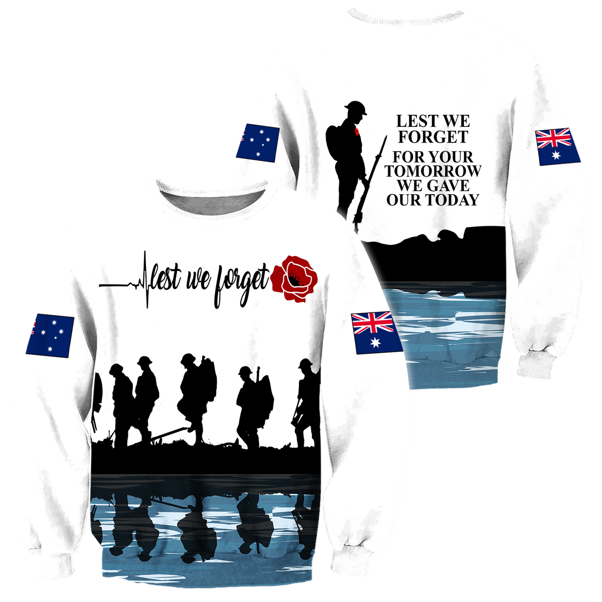 Lest we forget Honor the fallen AU Veteran 3D print shirts