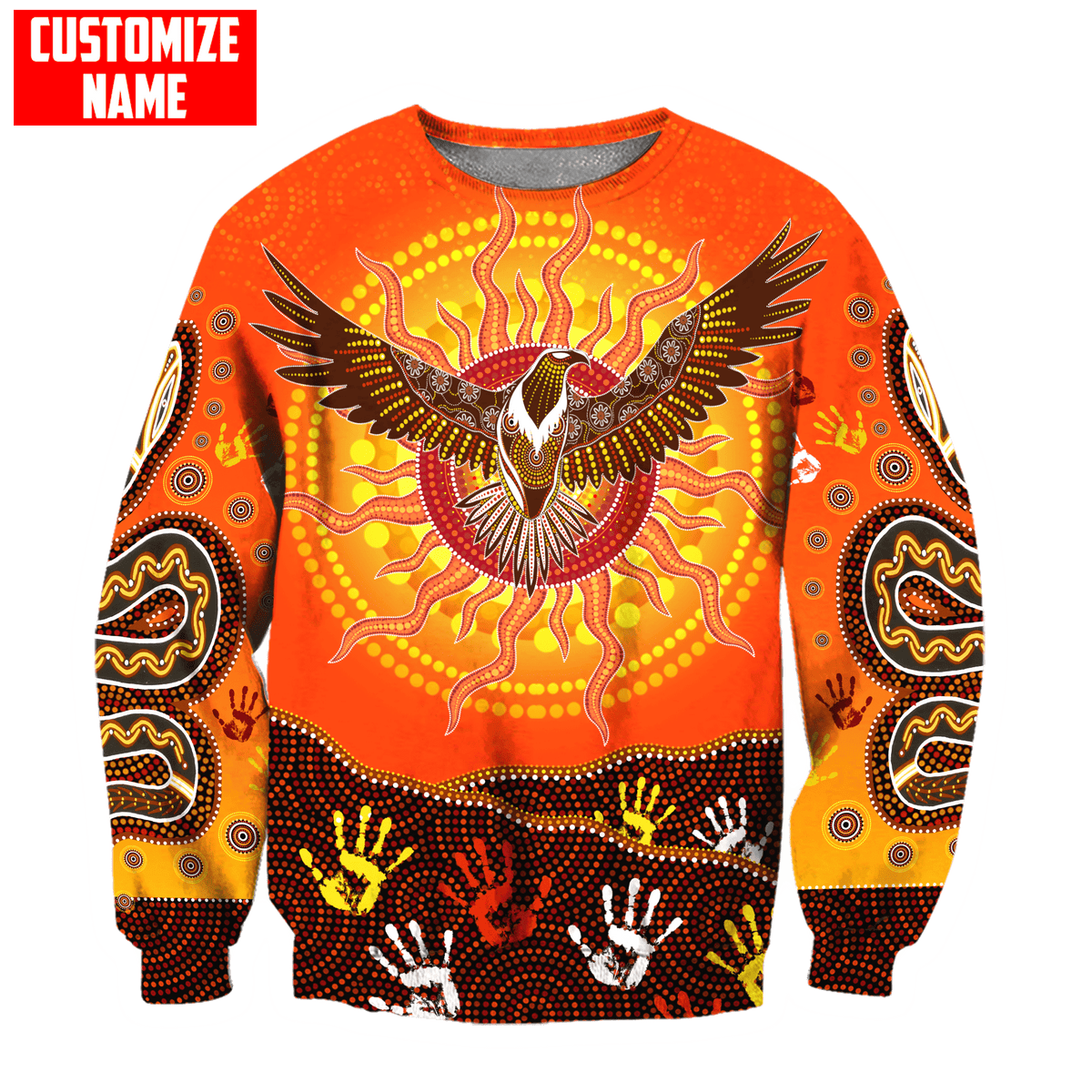 Aboriginal Eagle Flying into Sunset Custom Name 3D Printed Shirts