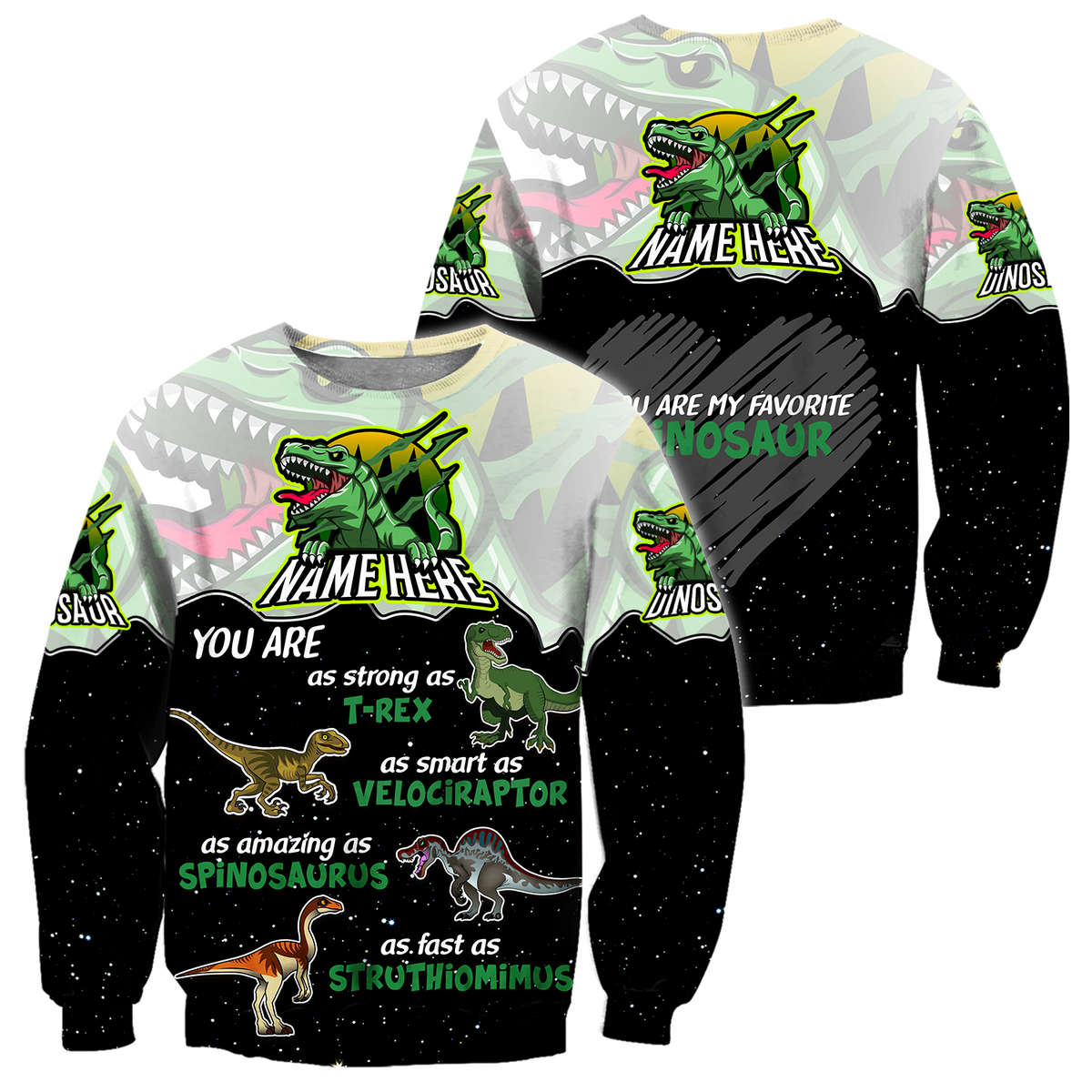 Customize Name Dinosaur 3D All Over Printed Unisex Shirts My Favorite Dinosaur