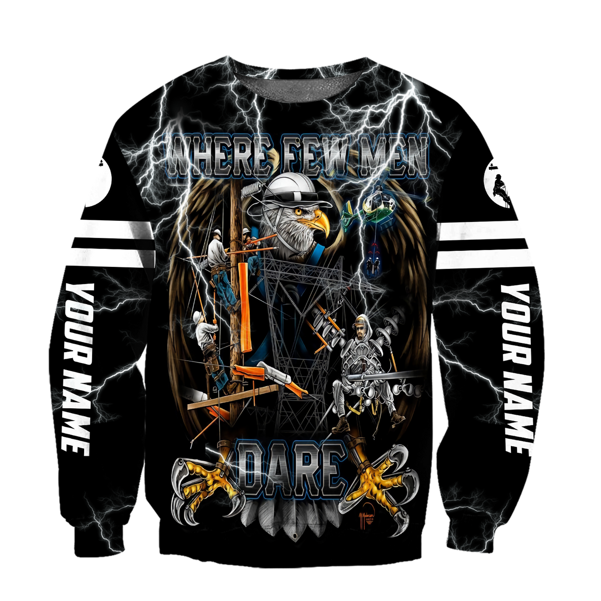 Premium Personalized 3D Printed Lineman Shirts Where Few Men Dare MEI