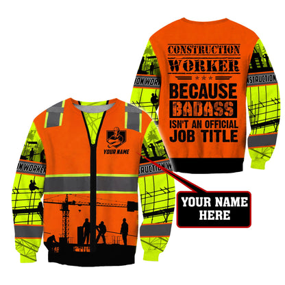 Premium Personalized 3D Printed Badass Construction Worker Shirts MEI