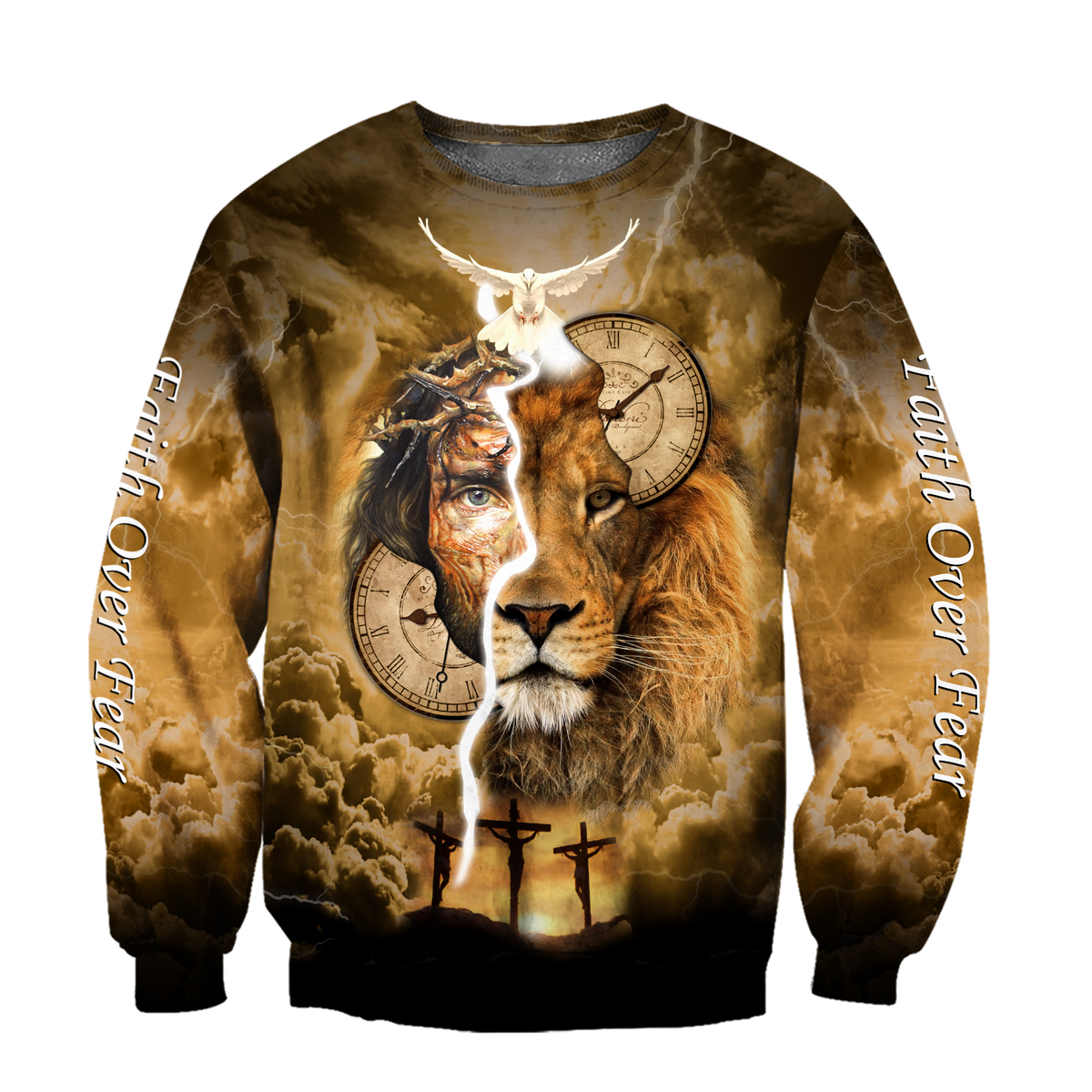 Failth Over Fear Lion Jesus 3D All Over Printed Shirts TNA22032101