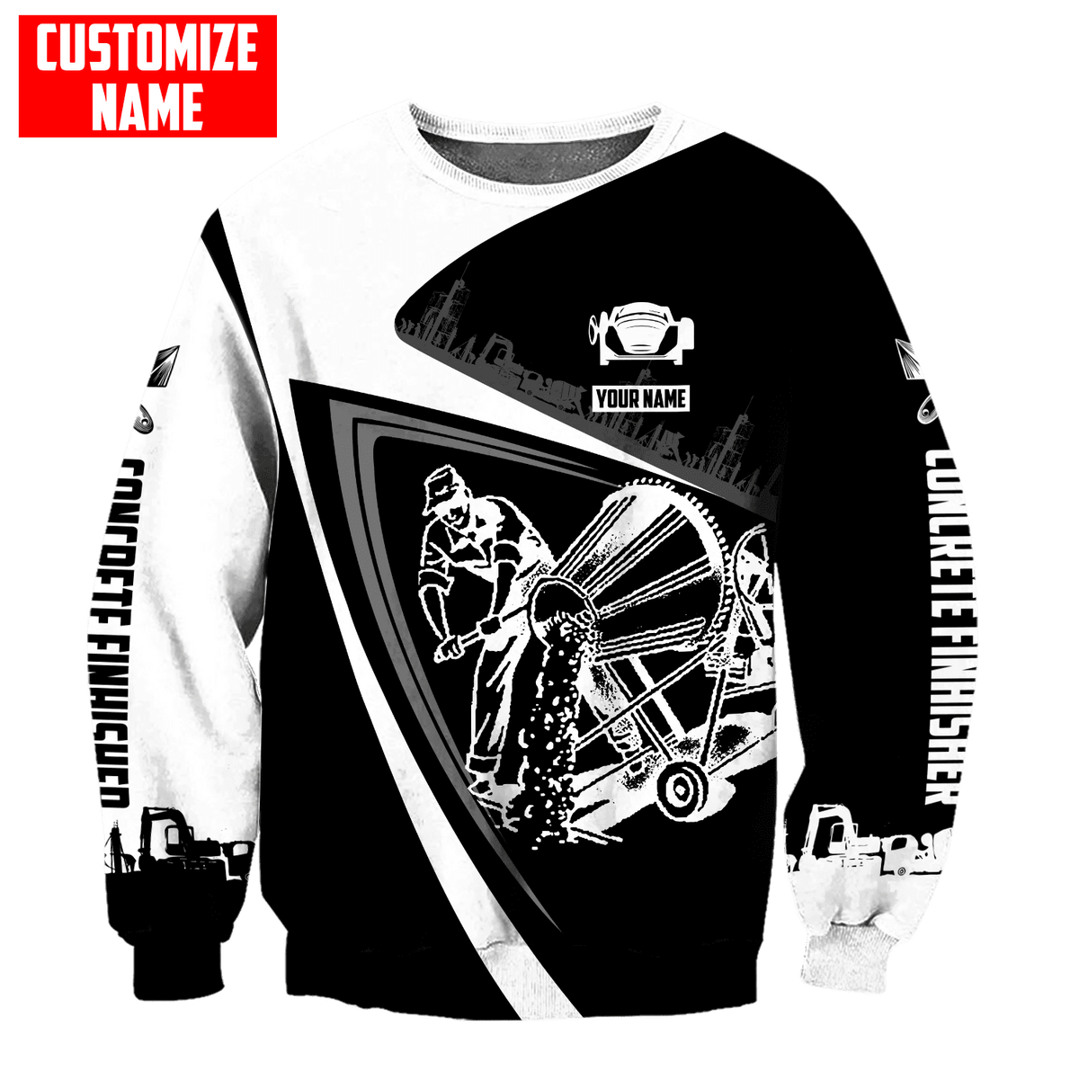 Customized Name Mixer Concrete Finisher 3D All Over Printed Unisex Shirts
