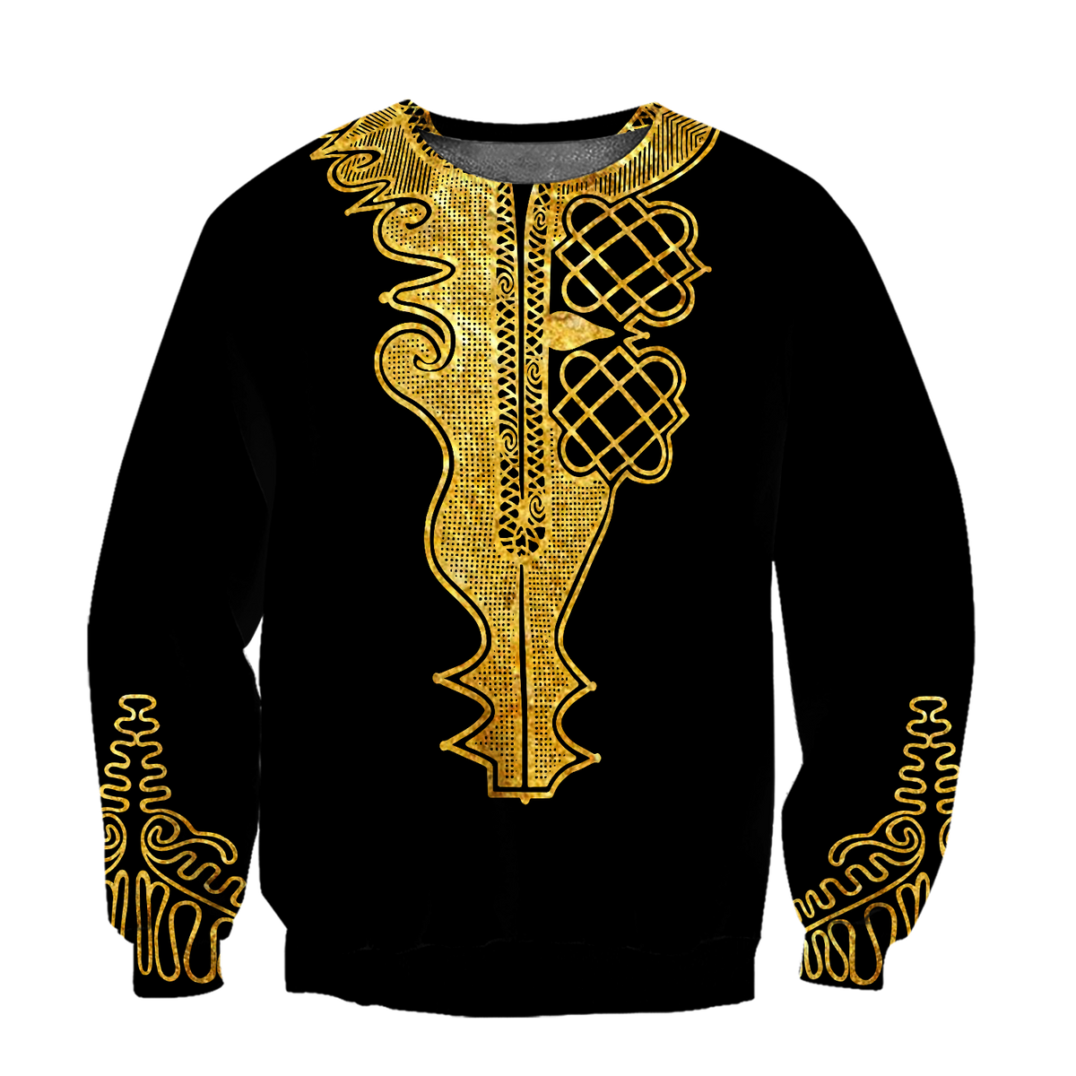African Golden Dashiki Pattern 3D Over Printed Unisex Deluxe Hoodie ML