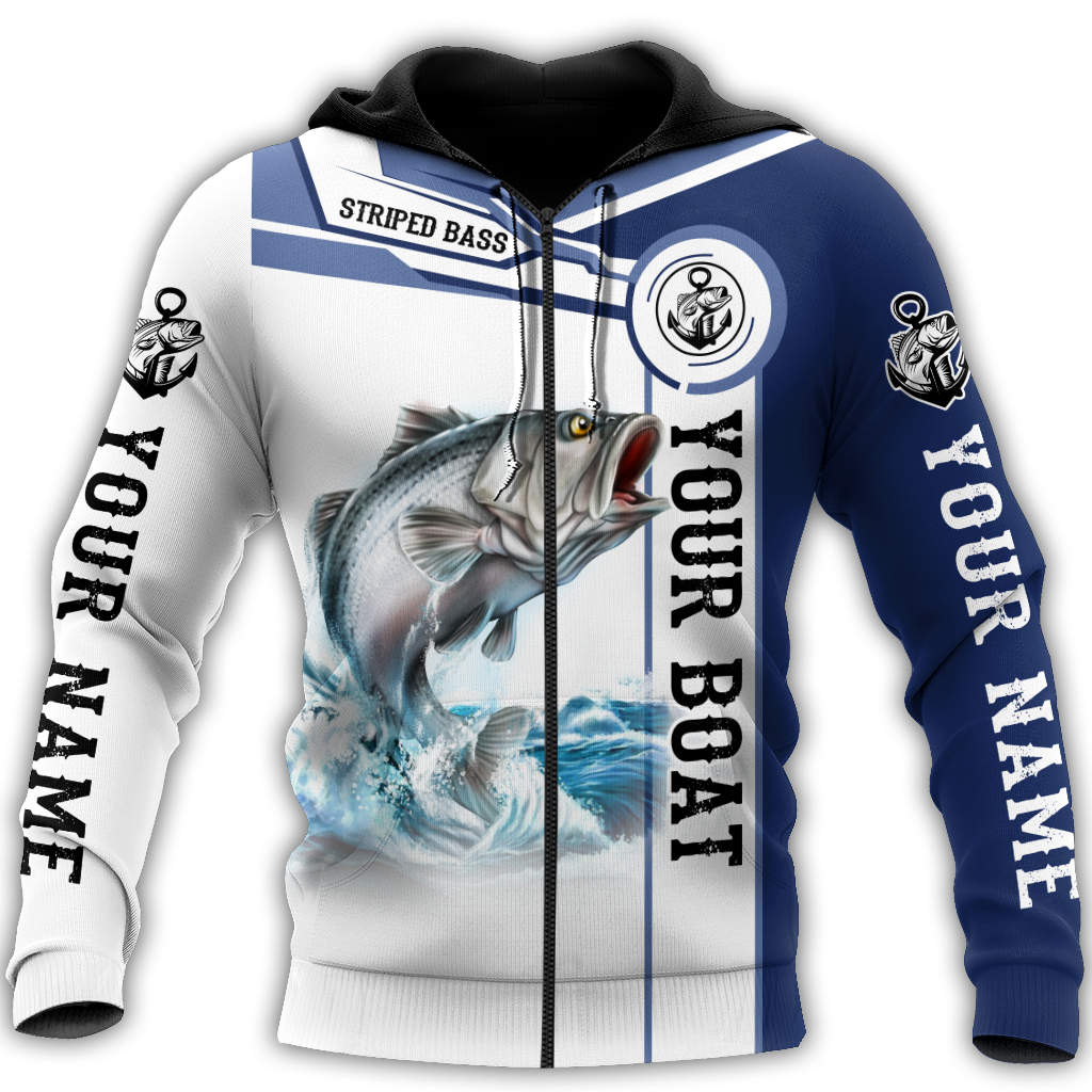 Custom name Striped Bass fishing Catch and Release 3D Design print shirts