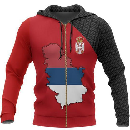 Serbia Map Special Hoodie ZIPNNK 035-Apparel-NNK-Zipped Hoodie-S-Vibe Cosy™