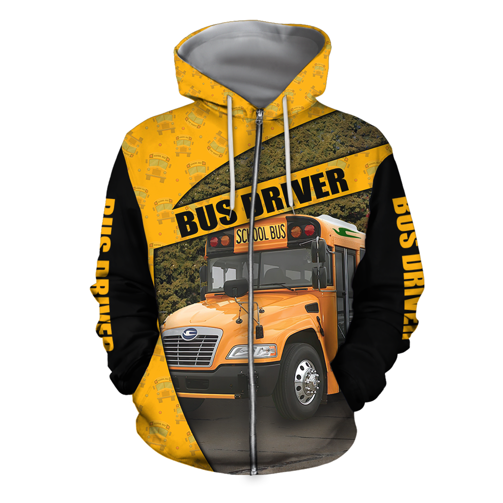 Blue Bird Bus Driver 3D Hoodie JJ100104-Apparel-MP-zip-up hoodie-S-Vibe Cosy™