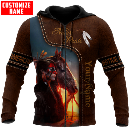 Customized name Native American 3D All Over Printed Unisex Shirts