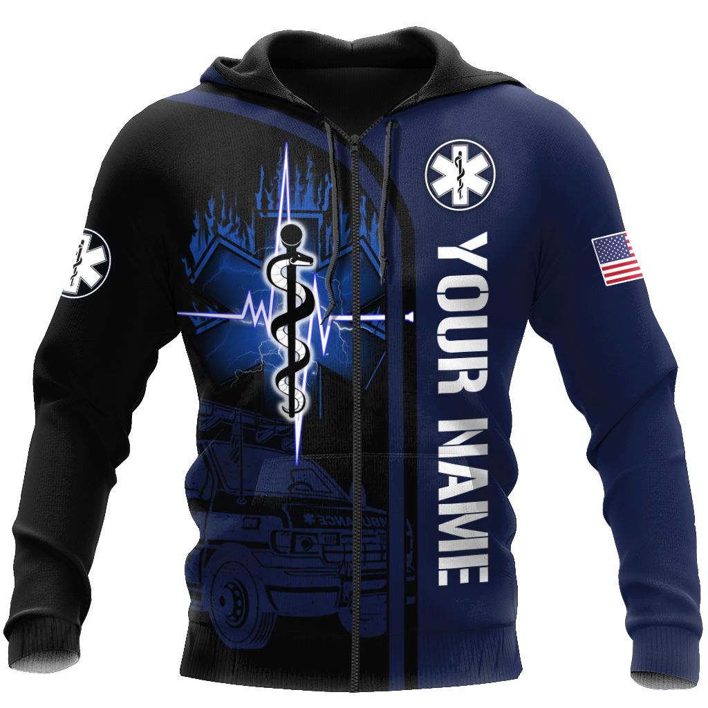 Premium Customized Name n Flag 3D All Over Printed Unisex Shirts For EMS Worker