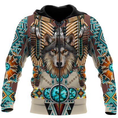 Premium Wolf Native American 3D All Over Printed Unisex Shirts