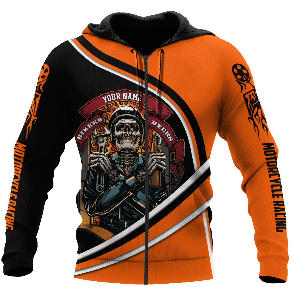 Personalized Name Motorcycle Racing 3D All Over Printed Unisex Shirts Bikers And Beer