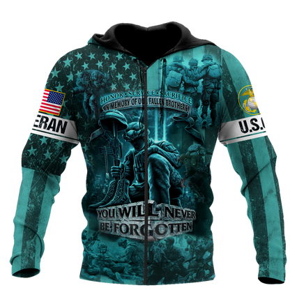 US Veteran You Will Never Be Forgotten 3D All Over Printed Unisex Shirts HN14102102