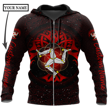 Custom name Celtic culture Triskelion Triple Red pattern 3D print shirts
