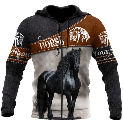Black Horse Persionalized 3D All Over Printed Shirts