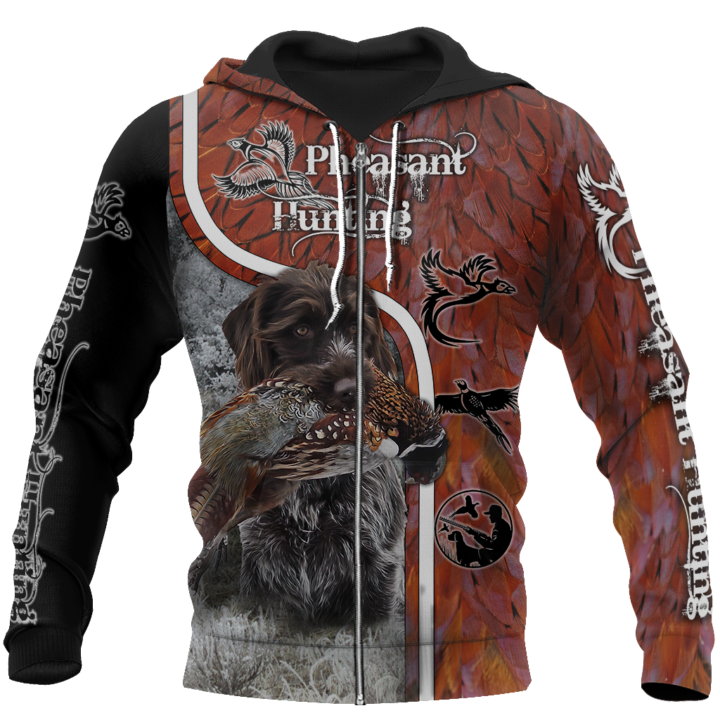 Pheasant Hunting Wirehaired Pointing Griffon 3D All Over Printed Shirts For Men And Women JJ170103-Apparel-MP-Zipped Hoodie-S-Vibe Cosy™