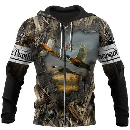 Pheasant Hunting 3D All Over Printed Shirts For Men And Women JJ170101-Apparel-MP-Zipped Hoodie-S-Vibe Cosy™