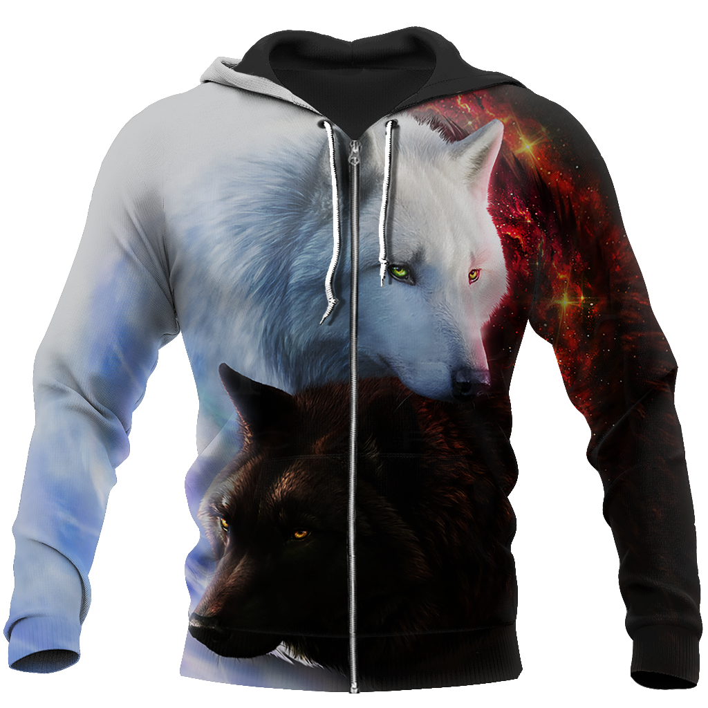 Wolf 3D All Over Printed Shirts For Men and Women JJ280401-Apparel-TT-Zipped Hoodie-S-Vibe Cosy™