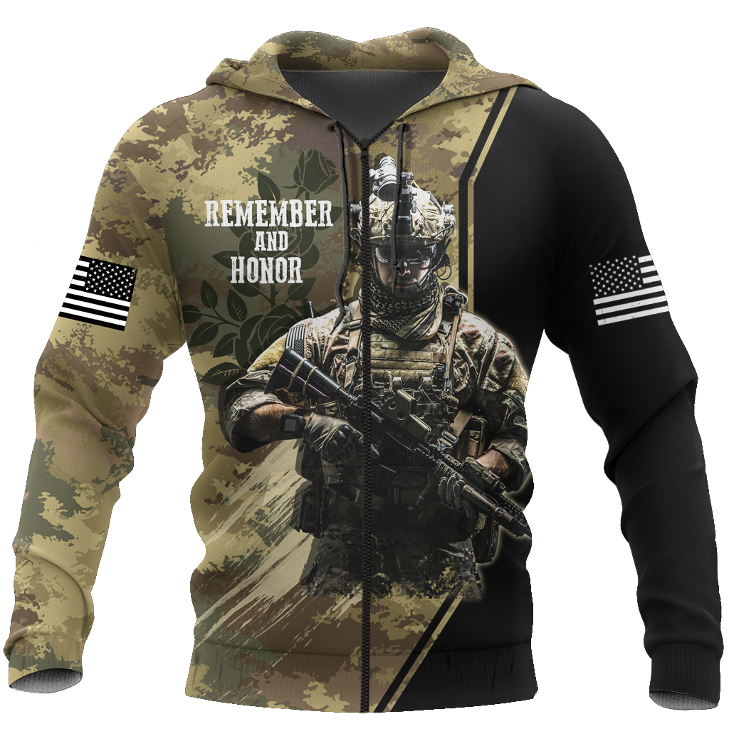 Memorial day Remember and honor the heroes who served to hold our flag high TR220402-Apparel-Huyencass-Zipped Hoodie-S-Vibe Cosy™