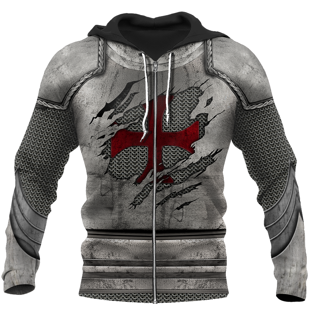 Knight Templar 3D All Over Printed Hoodie Chainmail JJ260201-Apparel-MP-zip-up hoodie-S-Vibe Cosy™