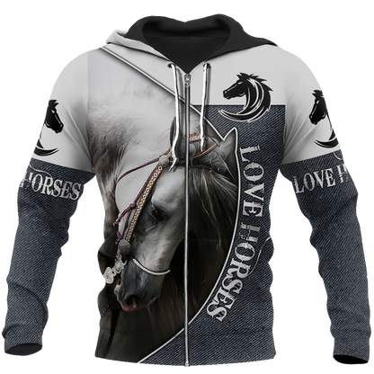 Love Beautiful Horse 3D All Over Printed Shirts JJ270401-Apparel-MP-Zipped Hoodie-S-Vibe Cosy™