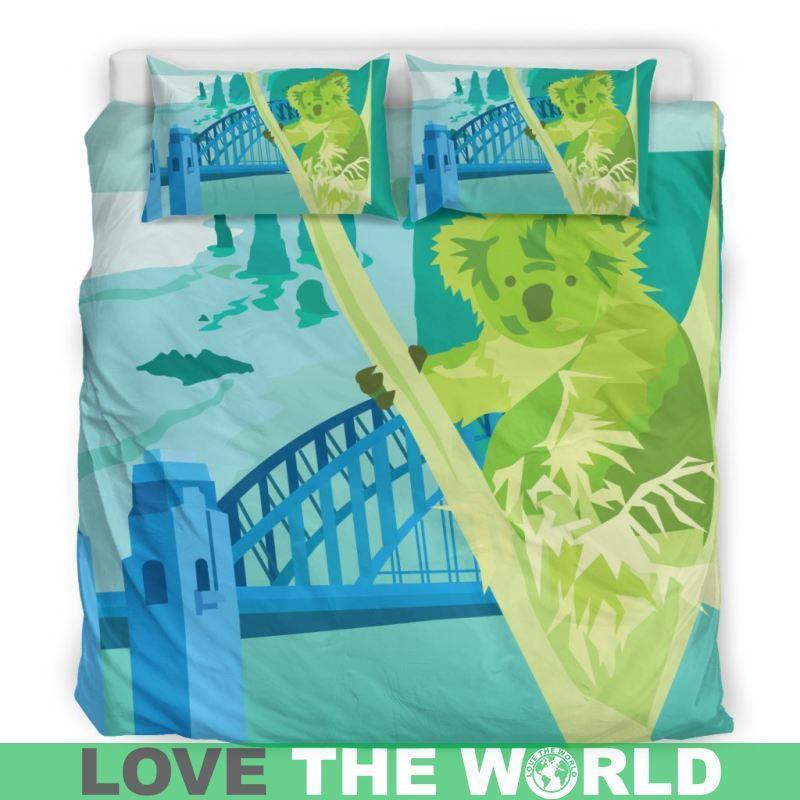 Australia Koala On The Tree Bedding Set K5-BEDDING SETS-HP Arts-Bedding Set - Black - AUSTRALIA KOALA ON THE TREE BEDDING SET C1-King-Vibe Cosy™