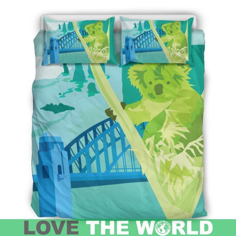 Australia Koala On The Tree Bedding Set K5-BEDDING SETS-HP Arts-Bedding Set - Black - AUSTRALIA KOALA ON THE TREE BEDDING SET C1-Queen/Full-Vibe Cosy™