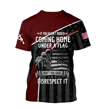 Veteran Honor the fallen Coming Home under a Flag Soldier 3D shirts for men and women