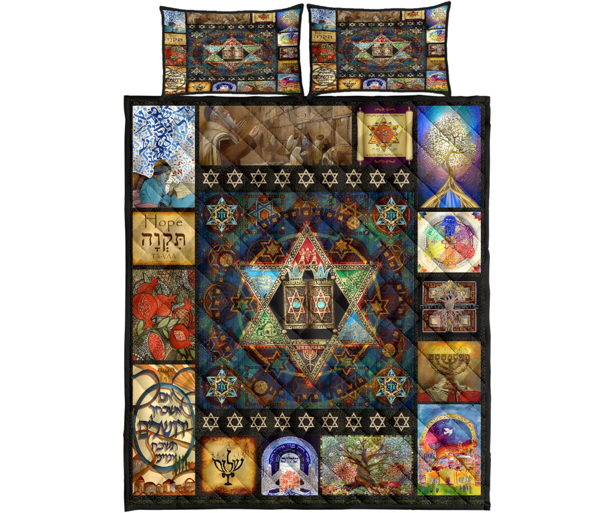 Jewish Star of David Quilt Bedding Set Pi081005S1-Quilt-MP-Twin-Vibe Cosy™