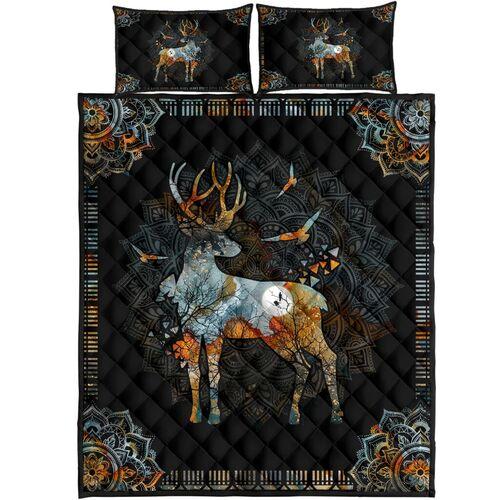 VIntage Mandala Deer Quilt Bedding Set HAC270508-Quilt-MP-Twin-Vibe Cosy™