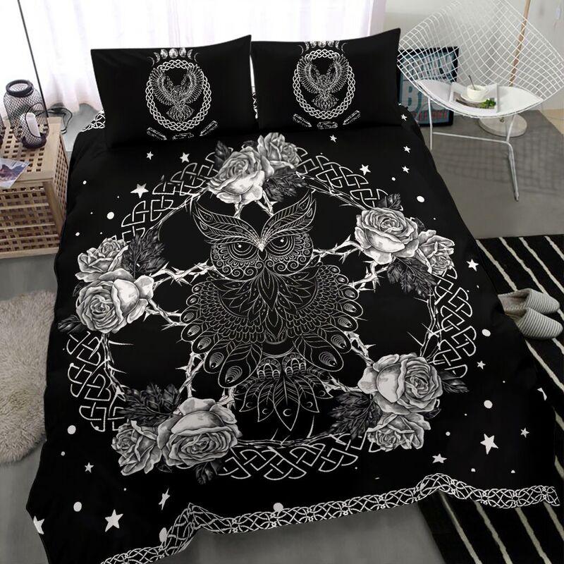 Wicca Owl Magical Rose Pentagram Celtic Pagan NM20061004-Bedding Set-NM-Twin-Vibe Cosy™