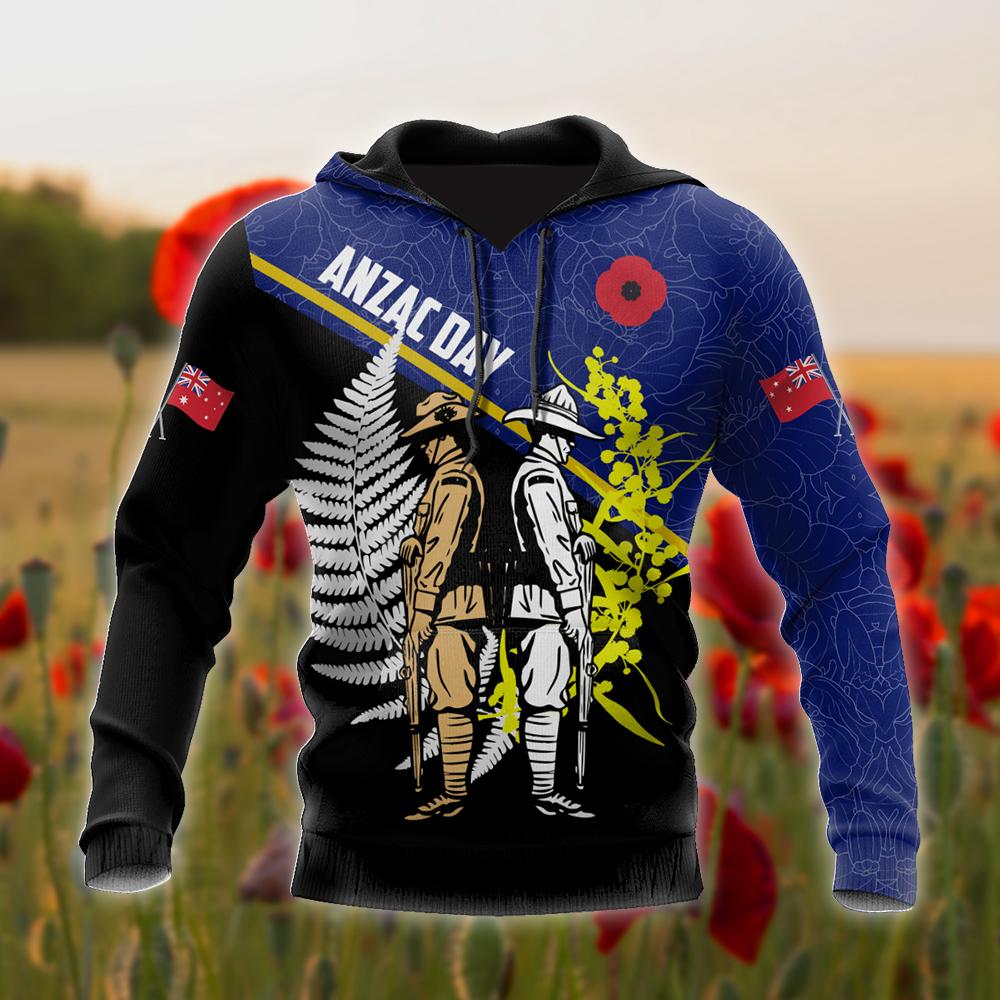 Honor and respect day blue ver. Australia and Kiwi Veteran 3D print shirts