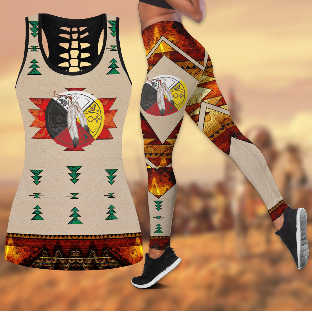 Native American 3D All Over Printed Legging + Hollow Tank